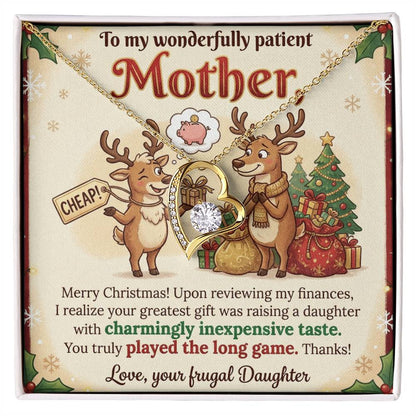 To My Mother Necklace From Daughter, Funny Christmas Gift, Mom Gift for Christmas, Merry Christmas Mom - Love Knot Necklace-LKN61313