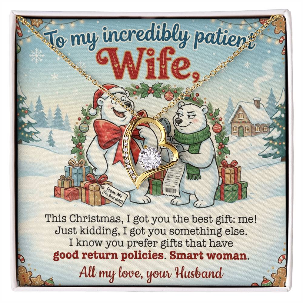 To My Wife Necklace From Husband, Funny Christmas Gift for Her, Incredibly Patient Wife, Holiday Jewelry - Love Knot Necklace-LKN77786