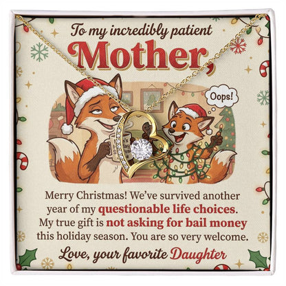 To My Mother Necklace From Daughter, Funny Christmas Gift For Mom, Holiday Present, Mother Daughter Gift - Love Knot Necklace-LKN49035