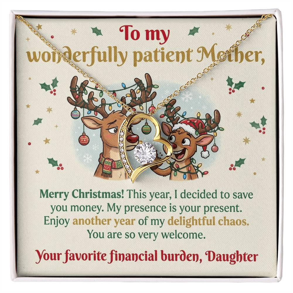 To My Mother Necklace From Daughter, Funny Christmas Gift for Mom, Sarcastic Holiday Present - Love Knot Necklace-LKN29926