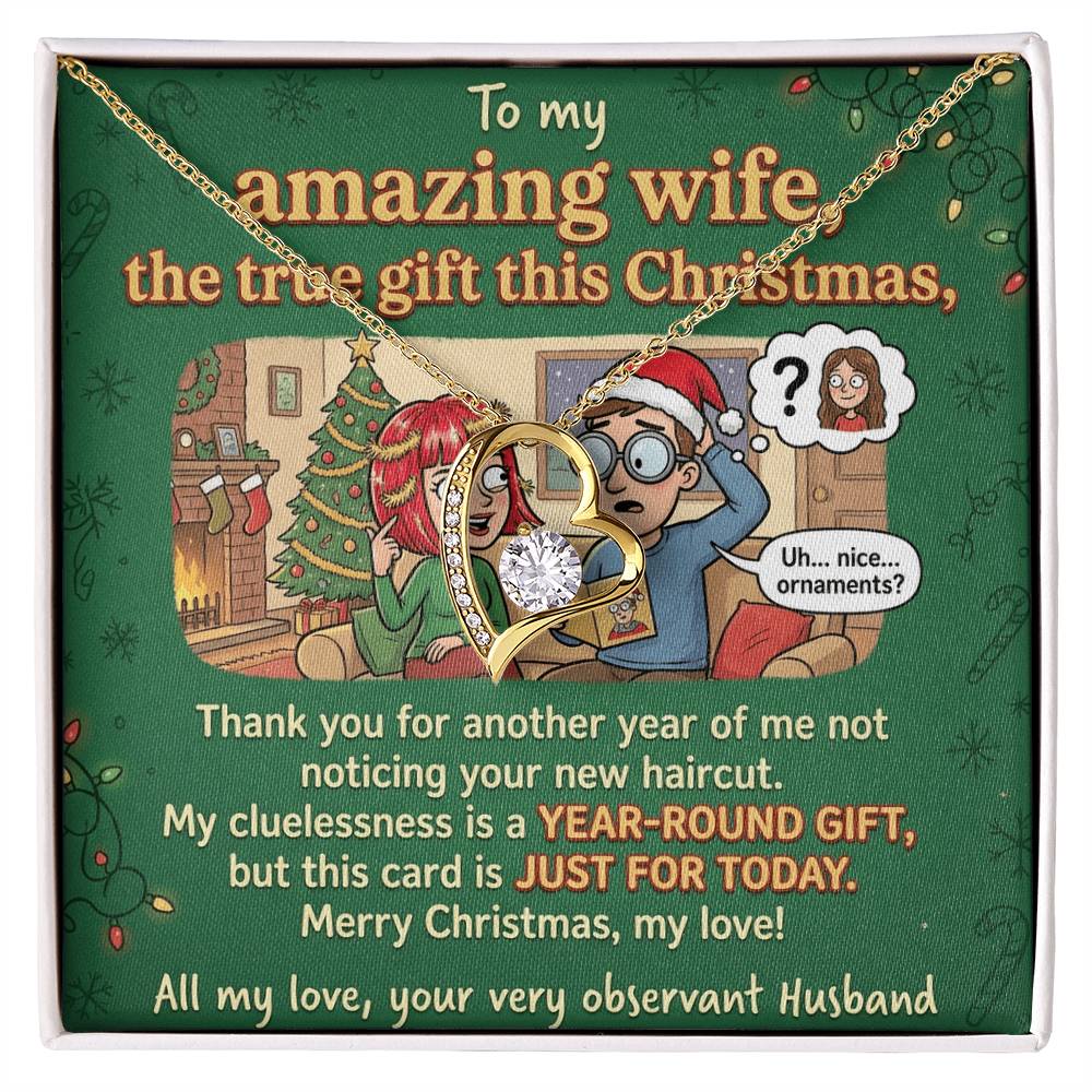 To My Wife Necklace From Husband, Funny Christmas Gift, The True Gift This Christmas, Humorous Wife Gift, Love Knot Necklace-LKN79300