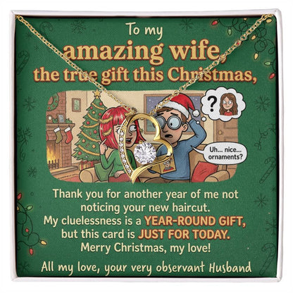 To My Wife Necklace From Husband, Funny Christmas Gift, The True Gift This Christmas, Humorous Wife Gift, Love Knot Necklace-LKN79300