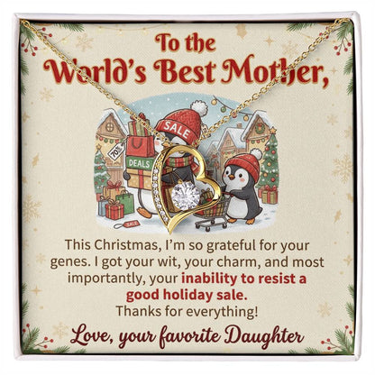 To My Mother Necklace From Daughter, Funny Christmas Gift For Mom, World's Best Mother, Birthday Gift Idea, Love Knot Necklace-LKN25516