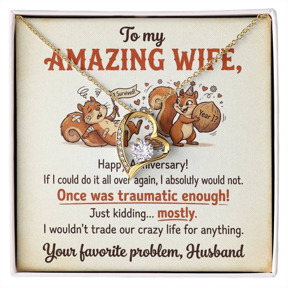 To My Wife Necklace From Husband, Funny Anniversary Gift For Her, Humorous Marriage Present, Love Knot Necklace-LKN60338