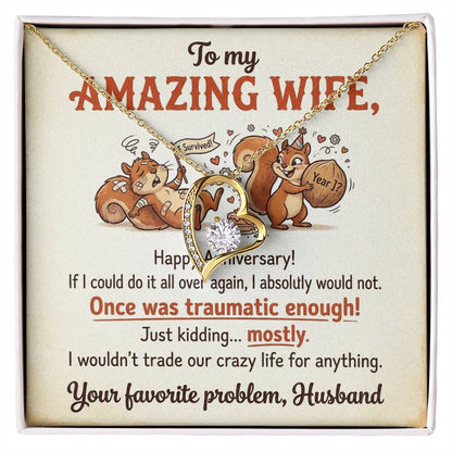 To My Wife Necklace From Husband, Funny Anniversary Gift For Her, Humorous Marriage Present, Love Knot Necklace-LKN60338