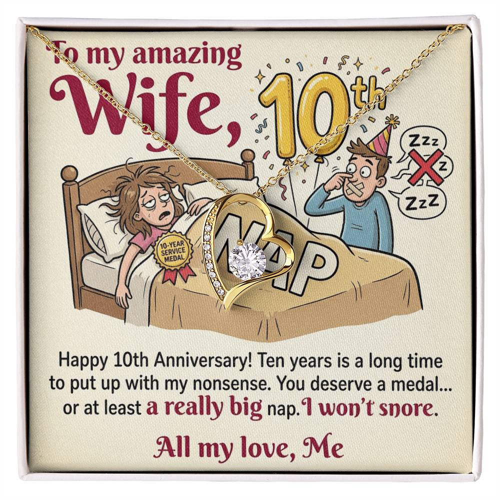 To My Wife Necklace From Husband, Funny 10th Anniversary Gift For Wife - Love Knot Necklace-LKN27220