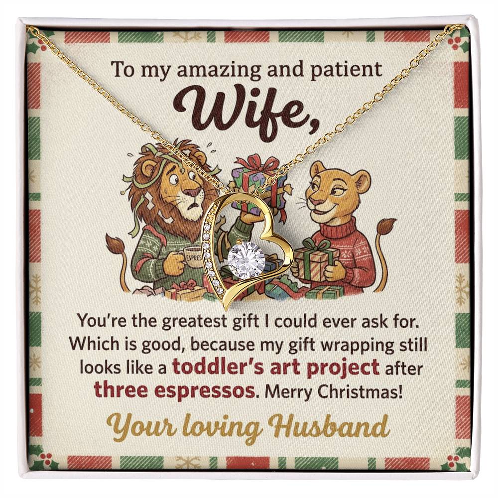 To My Wife Necklace From Husband, Funny Christmas Gift for Wife, Xmas Present, Love Knot Necklace-LKN48894