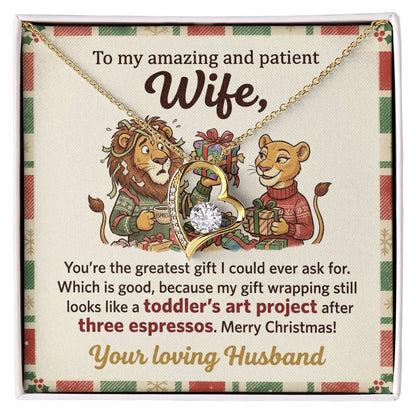 To My Wife Necklace From Husband, Funny Christmas Gift for Wife, Xmas Present, Love Knot Necklace-LKN48894