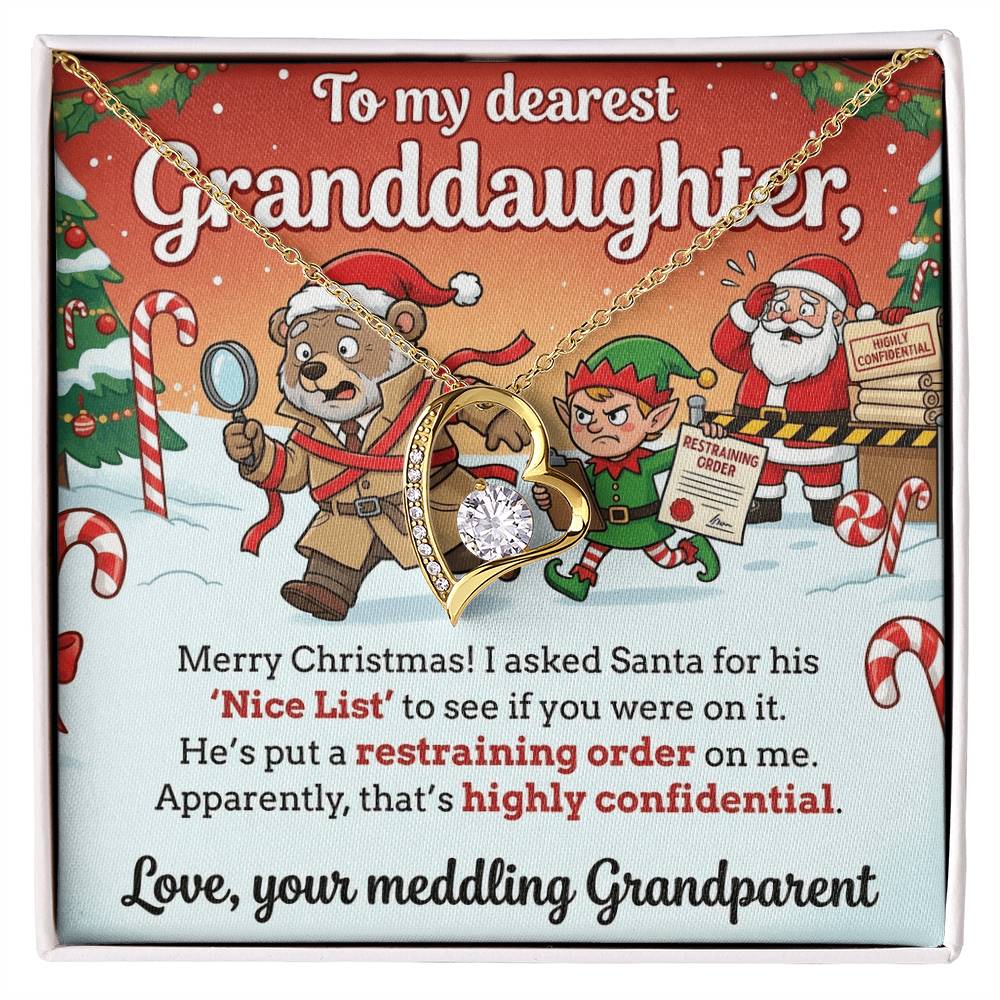 To My Granddaughter Necklace From Grandparent, Funny Christmas Gift, Humorous Holiday Present For Granddaughter - Love Knot Necklace-LKN91321
