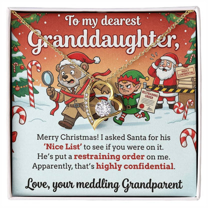 To My Granddaughter Necklace From Grandparent, Funny Christmas Gift, Humorous Holiday Present For Granddaughter - Love Knot Necklace-LKN91321