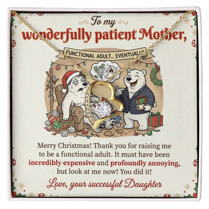 To My Mother Necklace From Daughter, Funny Christmas Gift for Mom, Birthday Gift, Holiday Jewelry Gift for Mother, Love Knot Necklace-LKN39897