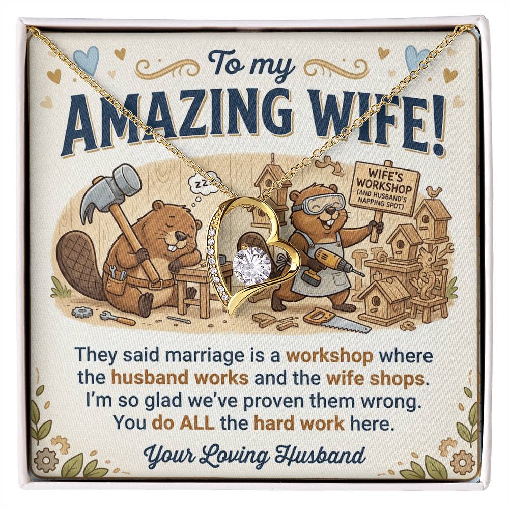 To My Wife Necklace From Husband, Funny Anniversary Gift for Her, Wife Birthday Gift - Love Knot Necklace-LKN49192