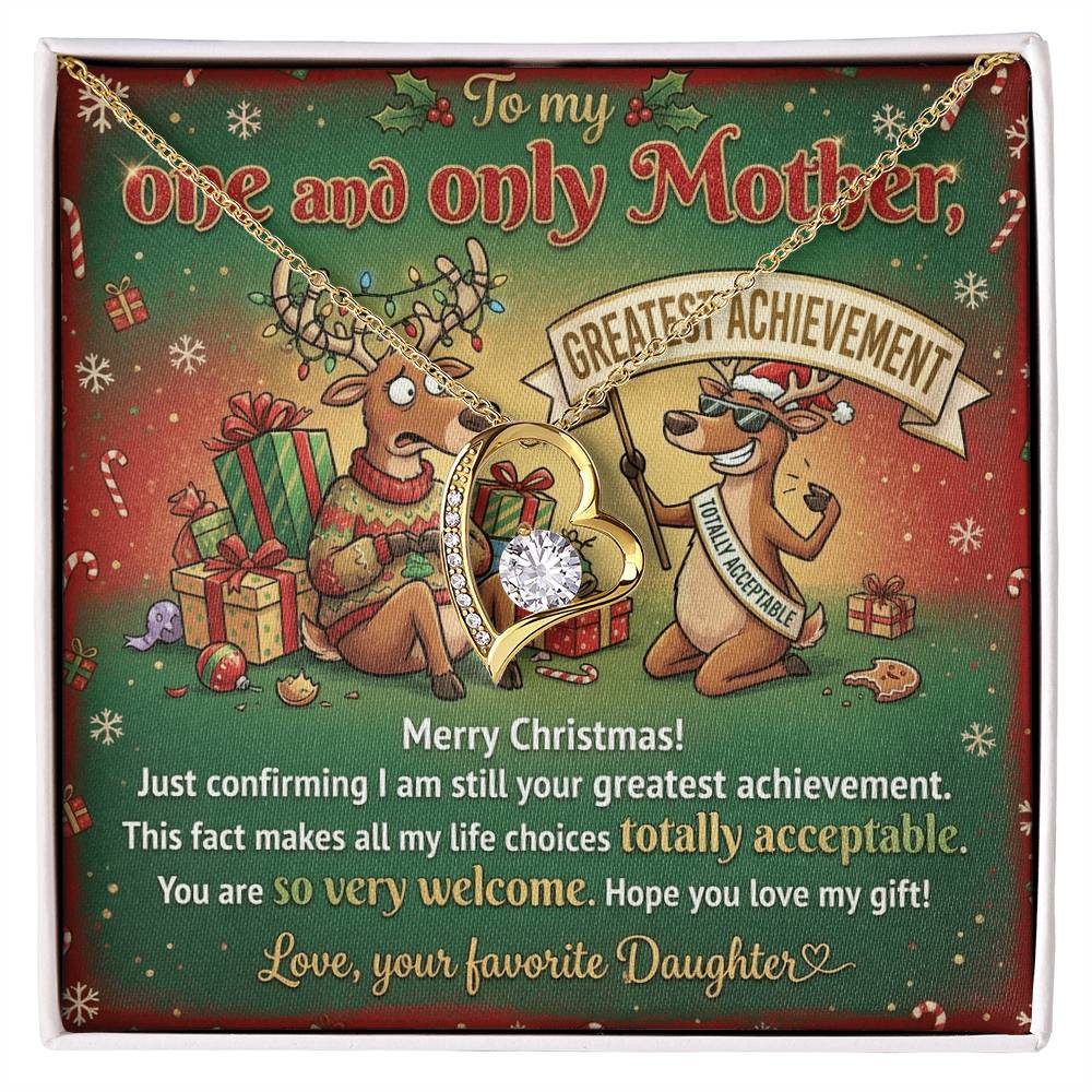 To My Mother Necklace From Daughter, Funny Christmas Gift, Greatest Achievement, Holiday Gift for Mom - Love Knot Necklace-LKN76298