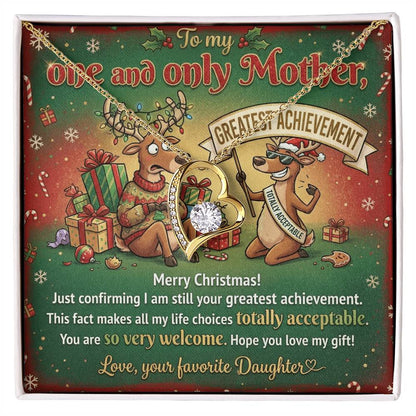 To My Mother Necklace From Daughter, Funny Christmas Gift, Greatest Achievement, Holiday Gift for Mom - Love Knot Necklace-LKN76298