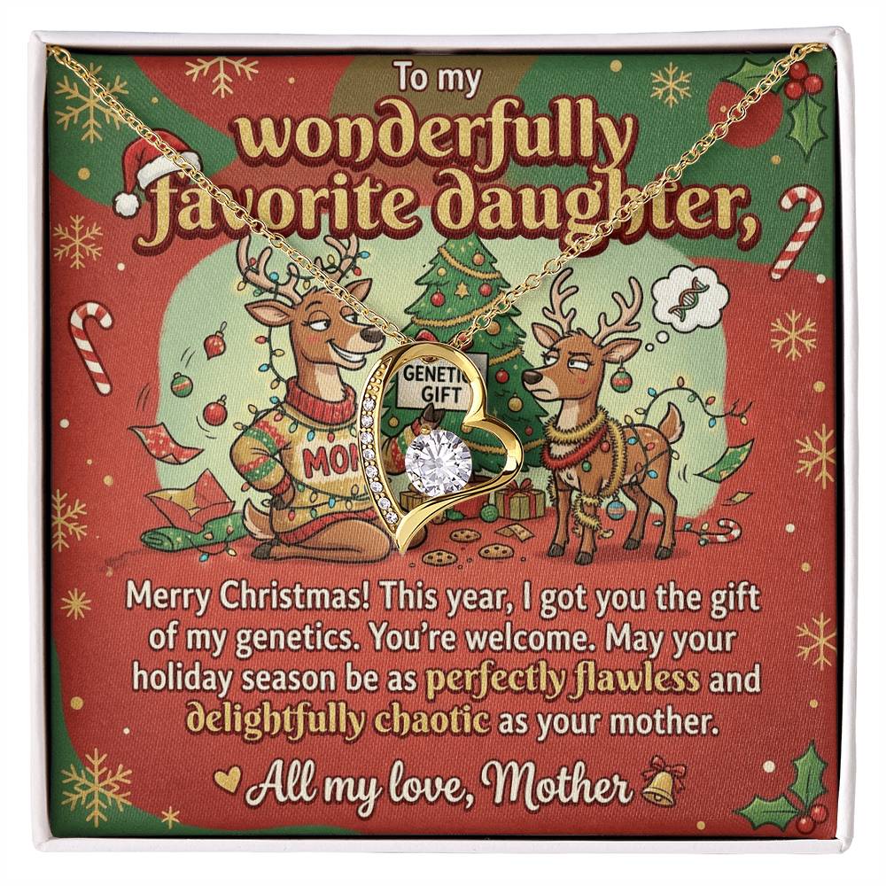 To My Daughter Necklace From Mother, Funny Christmas Gift, Holiday Gift for Daughter, Humorous Message Card, Love Knot Necklace-LKN64727