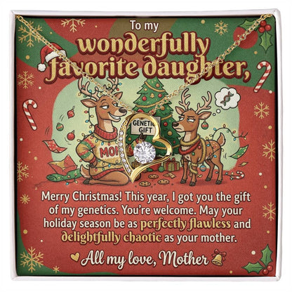 To My Daughter Necklace From Mother, Funny Christmas Gift, Holiday Gift for Daughter, Humorous Message Card, Love Knot Necklace-LKN64727