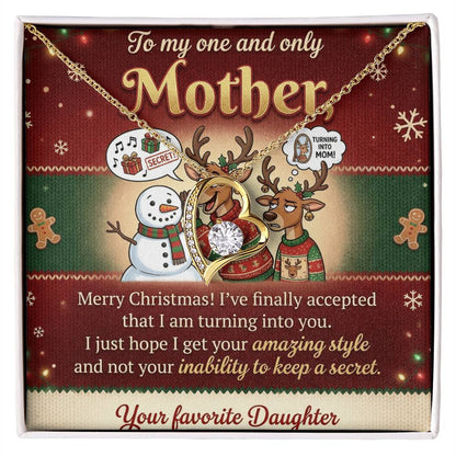 To My Mother Necklace From Daughter, Funny Christmas Gift for Mom, Holiday Present - Love Knot Necklace-LKN61833