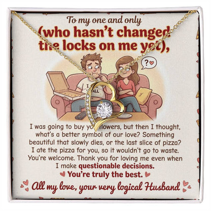 To My Wife Necklace From Husband, Funny Anniversary Gift For Her, Romantic Birthday Present, Thank You For Loving Me - Love Knot Necklace-LKN91999
