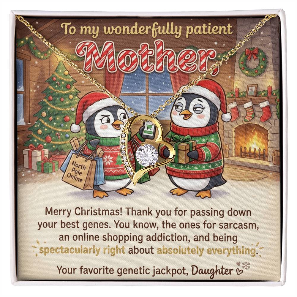 To My Mother Necklace From Daughter, Funny Merry Christmas Gift, Mom Christmas Present, Sarcastic Genes Gift - Love Knot Necklace-LKN81219