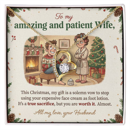 To My Wife Necklace From Husband, Funny Christmas Gift, Holiday Present for Her, Wife Christmas Gift - Love Knot Necklace-LKN97078