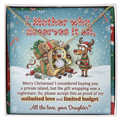 To My Mother Necklace From Daughter, Funny Christmas Gift For Mom, Mother Daughter Christmas Present, Love Knot Necklace-LKN43258