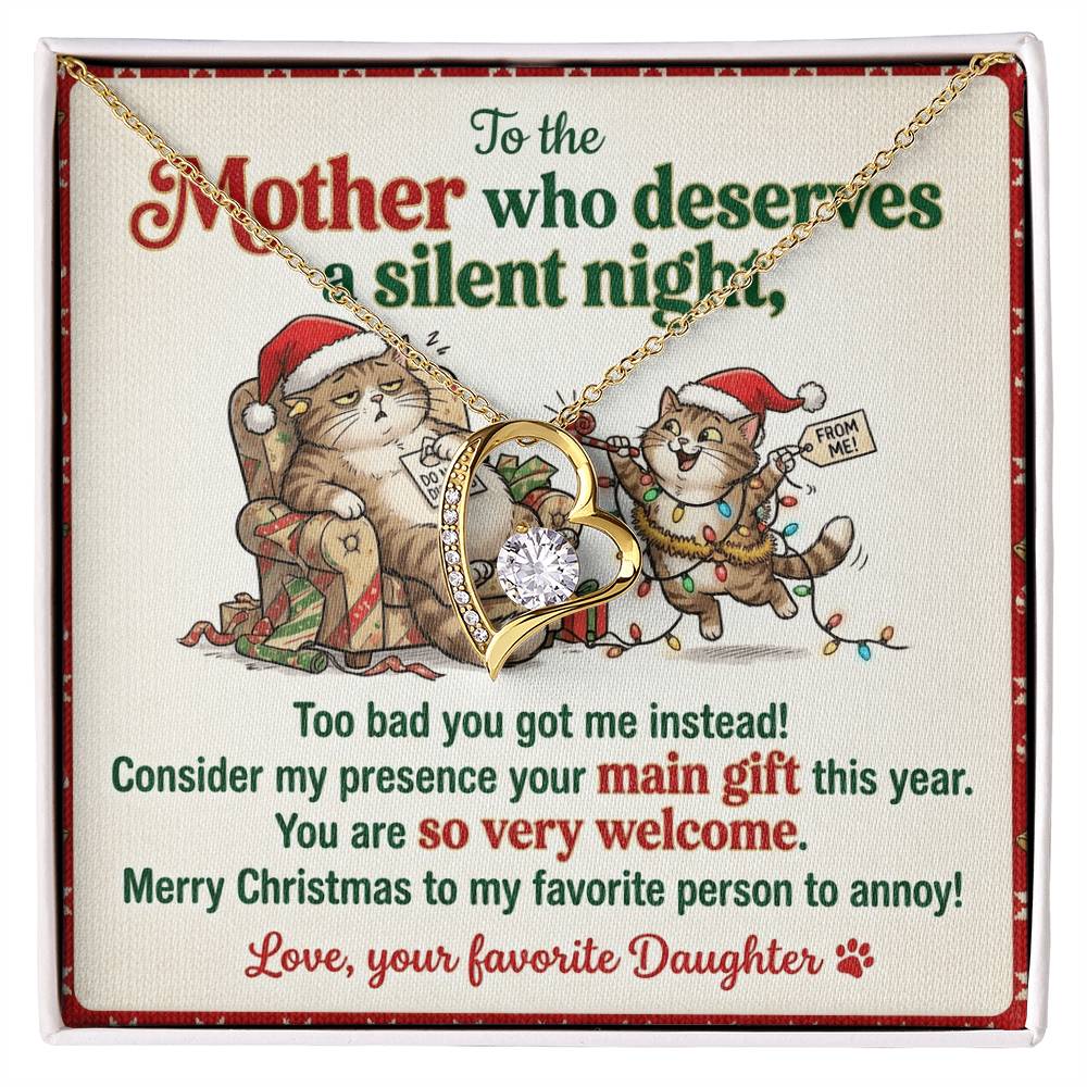 To My Mother Necklace From Daughter, Funny Christmas Gift for Mom, Mom Birthday Gift From Annoying Daughter - Love Knot Necklace-LKN58963