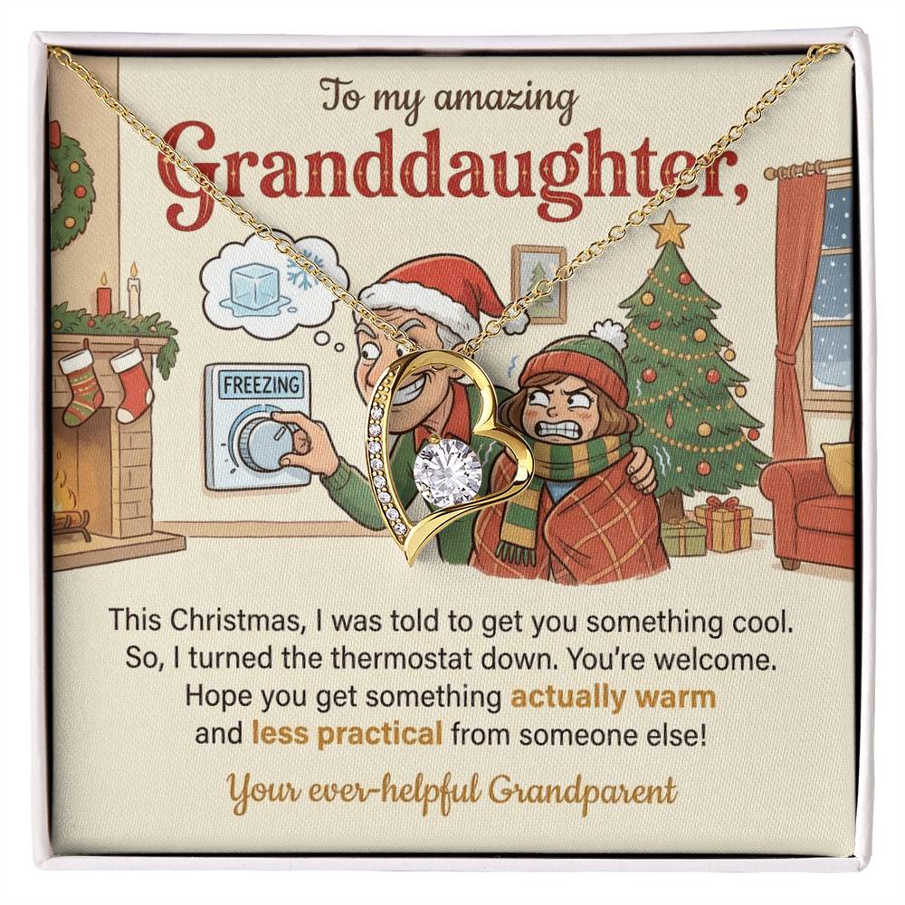 To My Granddaughter Necklace From Grandparent, Funny Christmas Gift, Xmas Present for Granddaughter, Holiday Gift Idea - Love Knot Necklace-LKN60839
