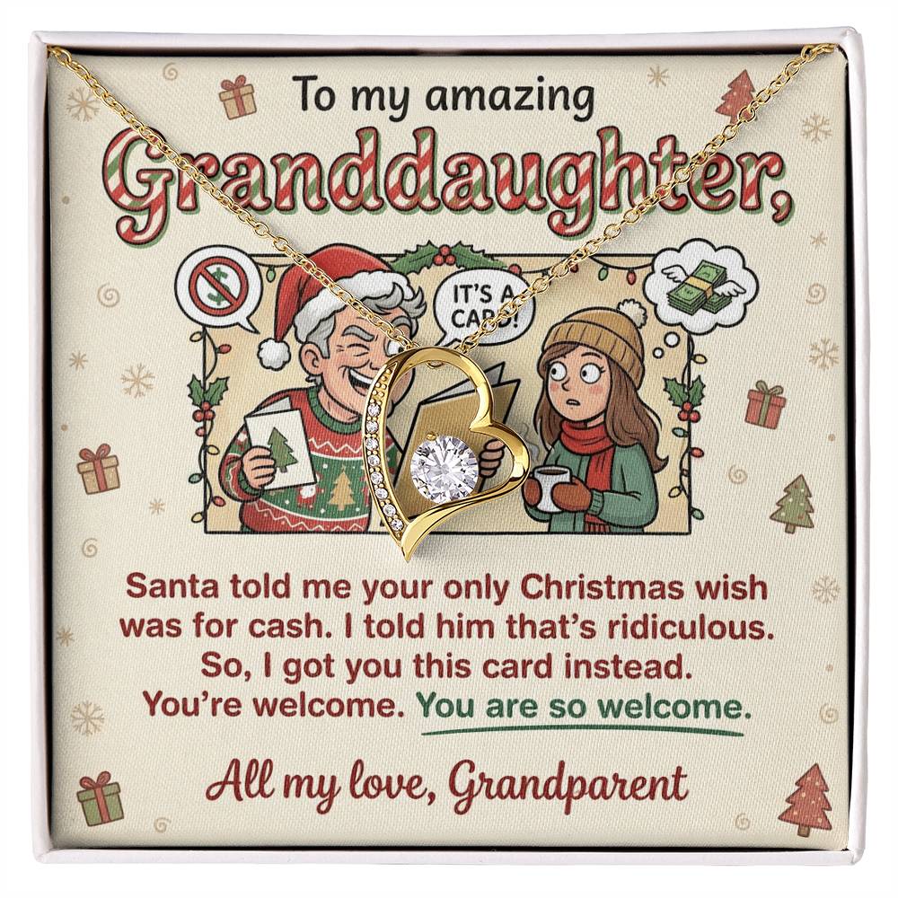 To My Granddaughter Necklace From Grandparent - Funny Christmas Gift for Her, Xmas Gift Idea from Grandparents, Love Knot Necklace-LKN20224