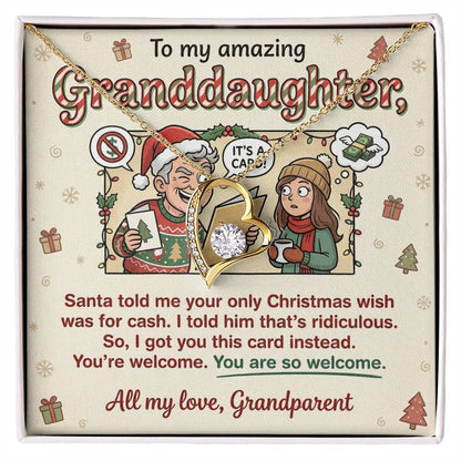 To My Granddaughter Necklace From Grandparent - Funny Christmas Gift for Her, Xmas Gift Idea from Grandparents, Love Knot Necklace-LKN20224