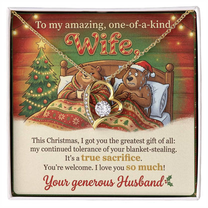 To My Wife Necklace From Husband, Funny Christmas Gift for Her, Holiday Present - Love Knot Necklace-LKN97291