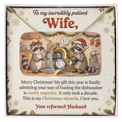 To My Wife Necklace From Husband, Funny Christmas Gift for My Patient Wife, Holiday Present - Love Knot Necklace-LKN74032