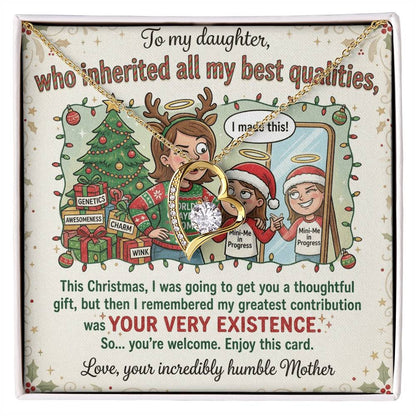 To My Daughter Necklace From Mother, Funny Christmas Gift, Gift For Daughter From Mom - Love Knot Necklace-LKN29867