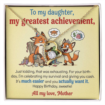 To My Daughter Necklace From Mother, Funny Birthday Gift For Daughter, Gift From Mom, Love Knot Necklace-LKN93599