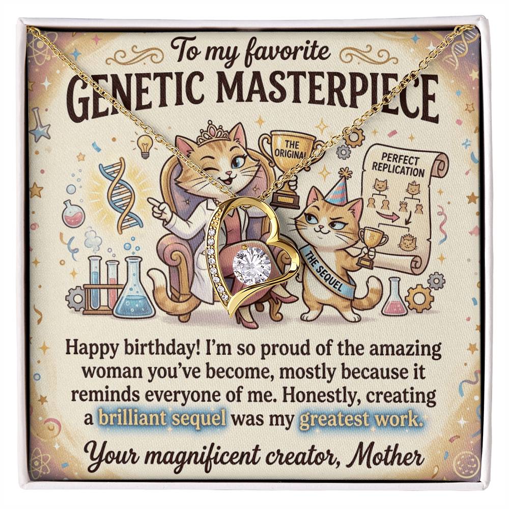 To My Daughter Necklace From Mom - Happy Birthday Gift, Funny Sentimental Gift for Adult Daughter, Genetic Masterpiece - Love Knot Necklace-LKN82560