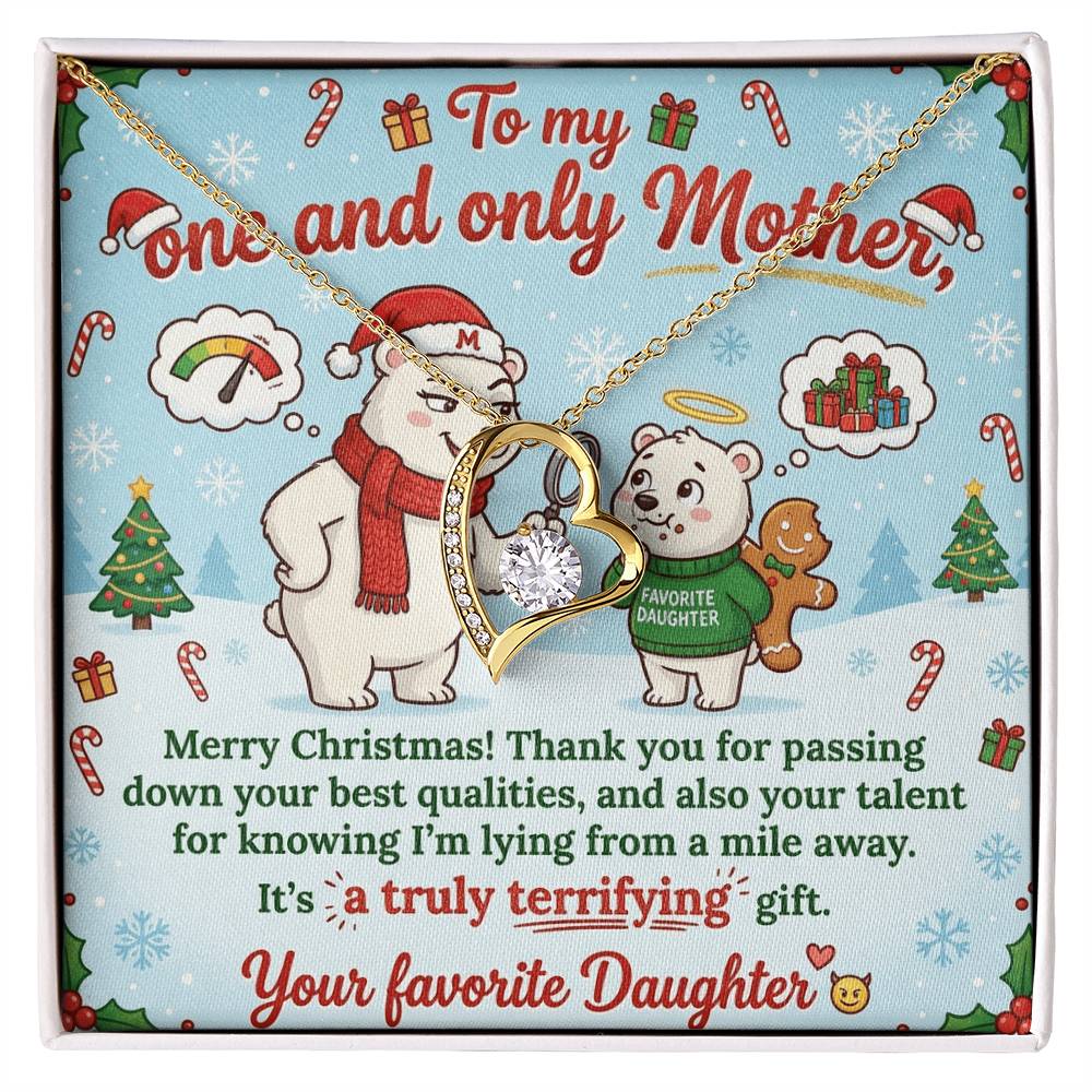 To My Mother Necklace From Daughter, Funny Christmas Gift for Mom, Holiday Present, Mother's Day Gift Idea - Love Knot Necklace-LKN22840