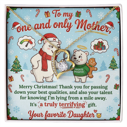 To My Mother Necklace From Daughter, Funny Christmas Gift for Mom, Holiday Present, Mother's Day Gift Idea - Love Knot Necklace-LKN22840
