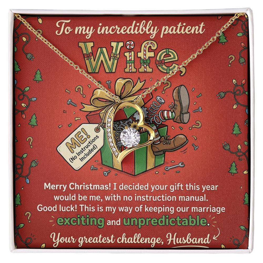 To My Wife Necklace From Husband, Funny Christmas Gift, To My Incredibly Patient Wife, Husband to Wife Present, Love Knot Necklace-LKN55259