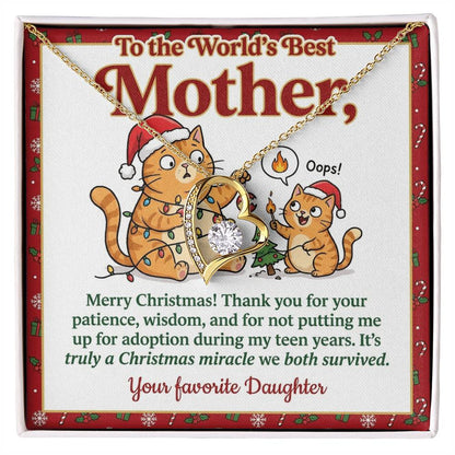 To My Mother Necklace From Daughter - Funny Christmas Gift for the World's Best Mom - Love Knot Necklace-LKN21180