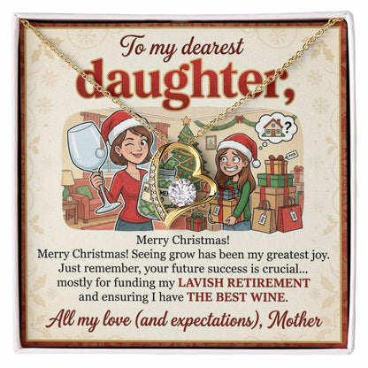 To My Daughter Necklace From Mother, Funny Christmas Gift for Daughter, Xmas Present, Holiday Jewelry Gift - Love Knot Necklace-LKN54012