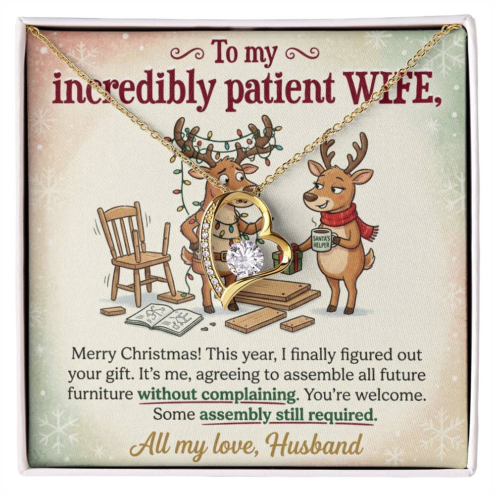 To My Wife Necklace From Husband, Funny Christmas Gift for Her, Holiday Present, Love Knot Necklace-LKN92019