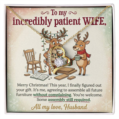 To My Wife Necklace From Husband, Funny Christmas Gift for Her, Holiday Present, Love Knot Necklace-LKN92019