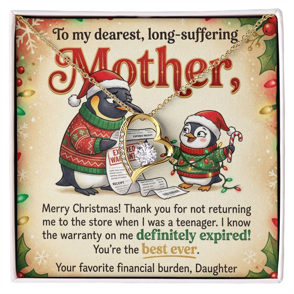 To My Mother Necklace From Daughter, Funny Christmas Gift For Mom, Birthday Present, Best Mom Ever Gift - Love Knot Necklace-LKN75077