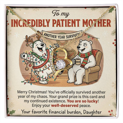 To My Mother Necklace From Daughter, Funny Christmas Gift, Holiday Gift for Mom - Love Knot Necklace-LKN78360