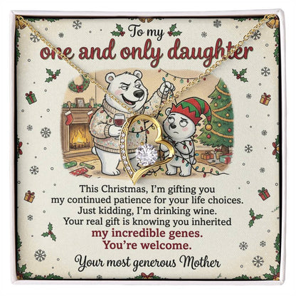 To My Daughter Necklace From Mother, Funny Christmas Gift, Mom to Daughter Present, Birthday Gift Idea, Love Knot Necklace-LKN69661