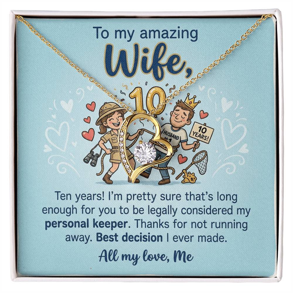To My Wife Necklace From Husband, 10th Anniversary Gift, 10 Year Wedding Gift Idea for Her, Love Knot Necklace-LKN92076