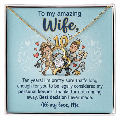 To My Wife Necklace From Husband, 10th Anniversary Gift, 10 Year Wedding Gift Idea for Her, Love Knot Necklace-LKN92076