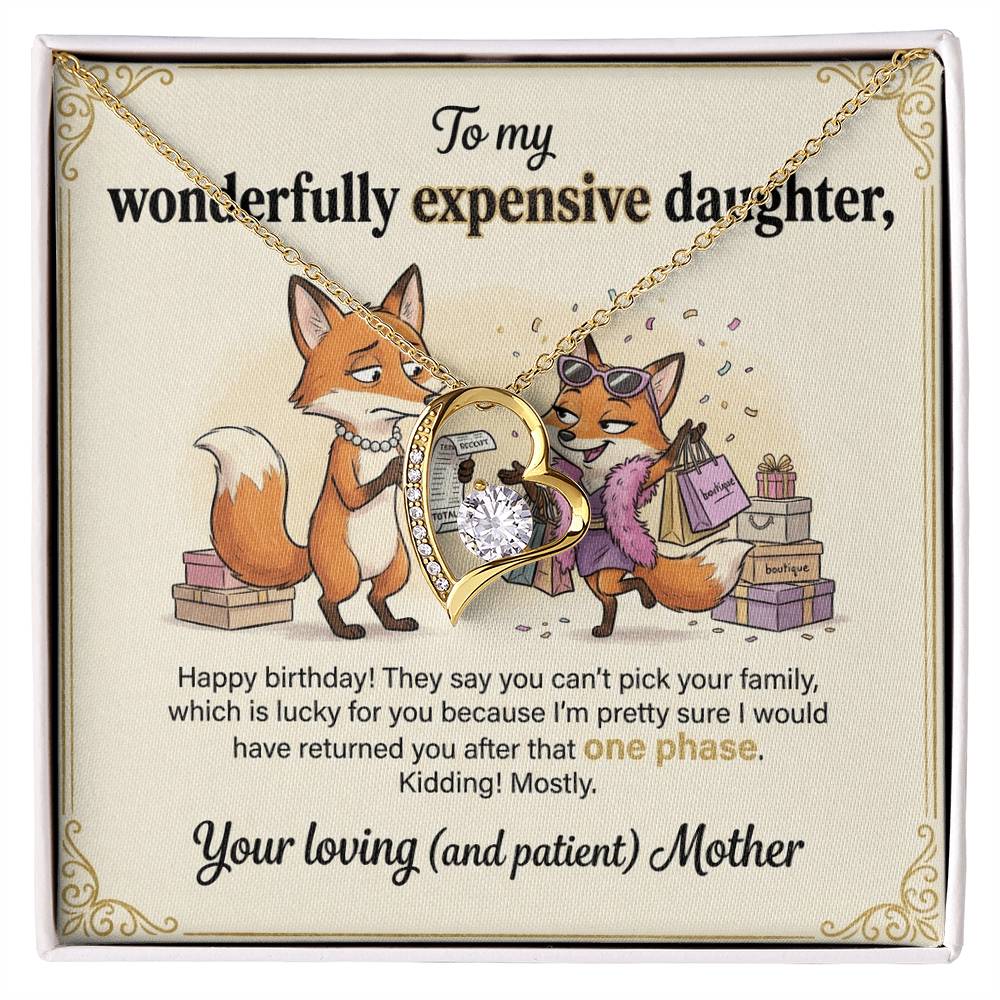 To My Daughter Necklace From Mother, Funny Birthday Gift for Daughter, Gift From Mom, Happy Birthday Daughter - Love Knot Necklace-LKN57856