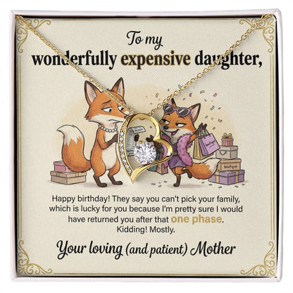 To My Daughter Necklace From Mother, Funny Birthday Gift for Daughter, Gift From Mom, Happy Birthday Daughter - Love Knot Necklace-LKN57856