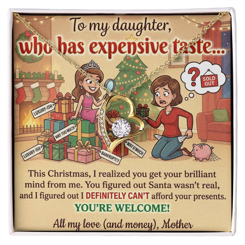 To My Daughter Necklace From Mother, Funny Christmas Gift, Sarcastic Holiday Present For Daughter From Mom, Birthday Gift - Love Knot Necklace-LKN94854