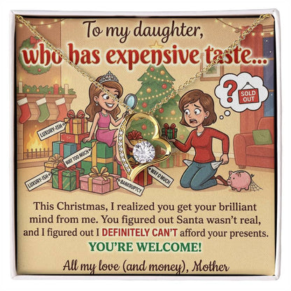 To My Daughter Necklace From Mother, Funny Christmas Gift, Sarcastic Holiday Present For Daughter From Mom, Birthday Gift - Love Knot Necklace-LKN94854